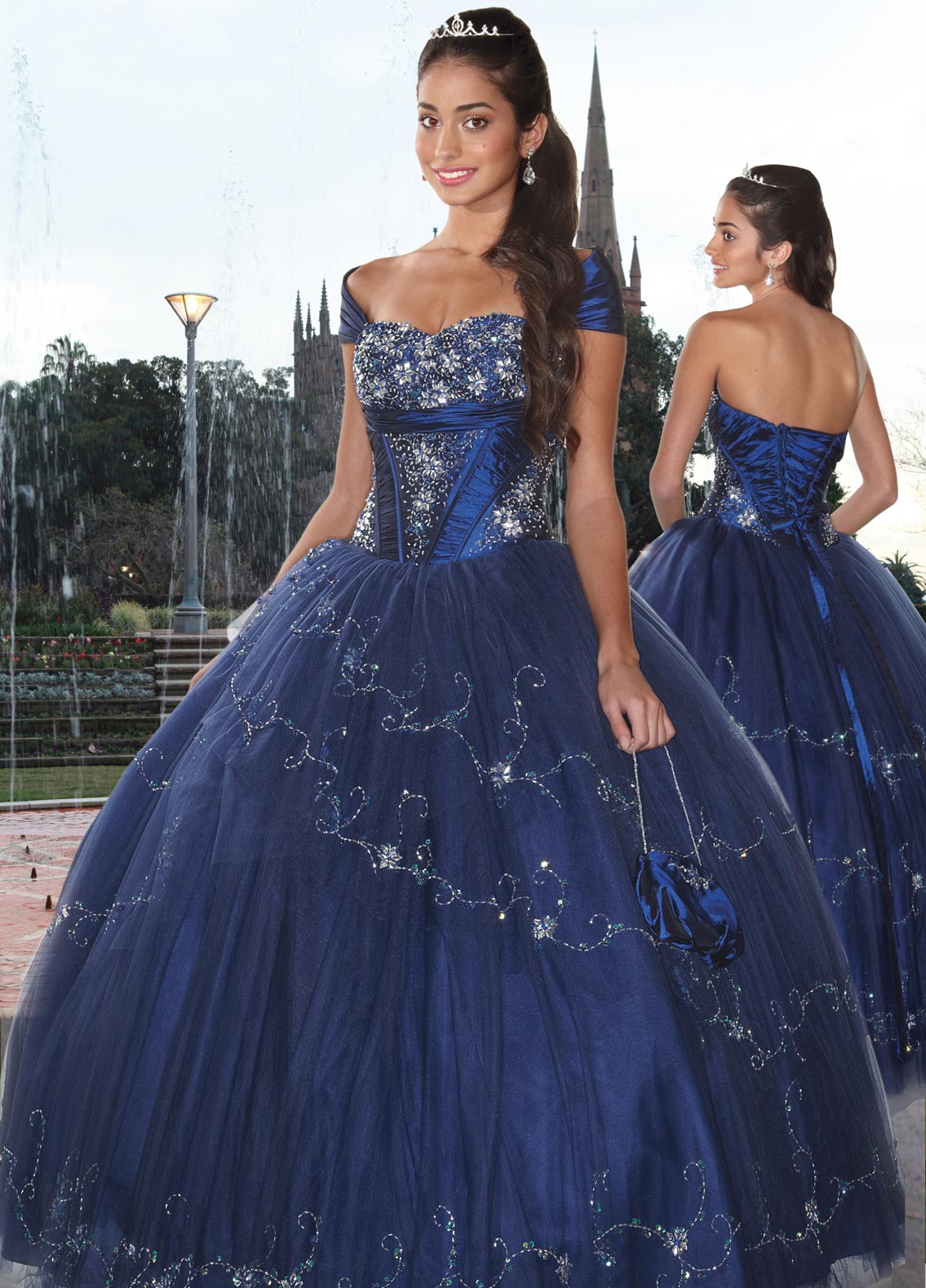 Dark Royal Blue Ball Gown Cap Sleeved and Sweetheart Lace up Full