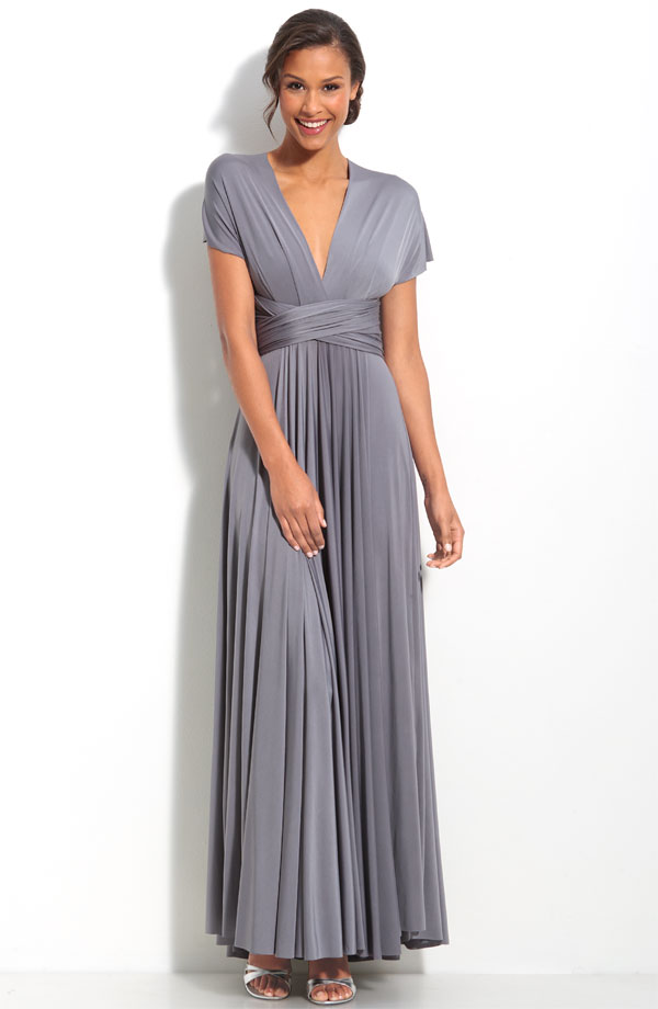 v neck draped jersey bridesmaid dress