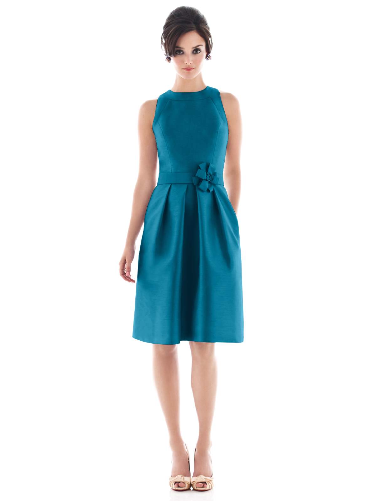 teal knee length dress