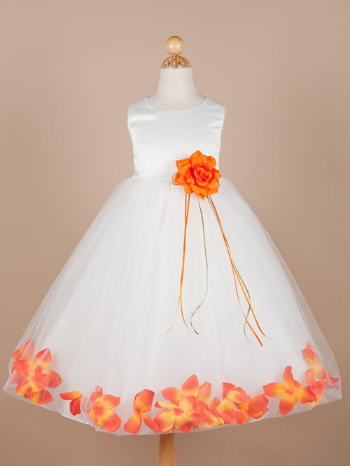 orange flower girl dress