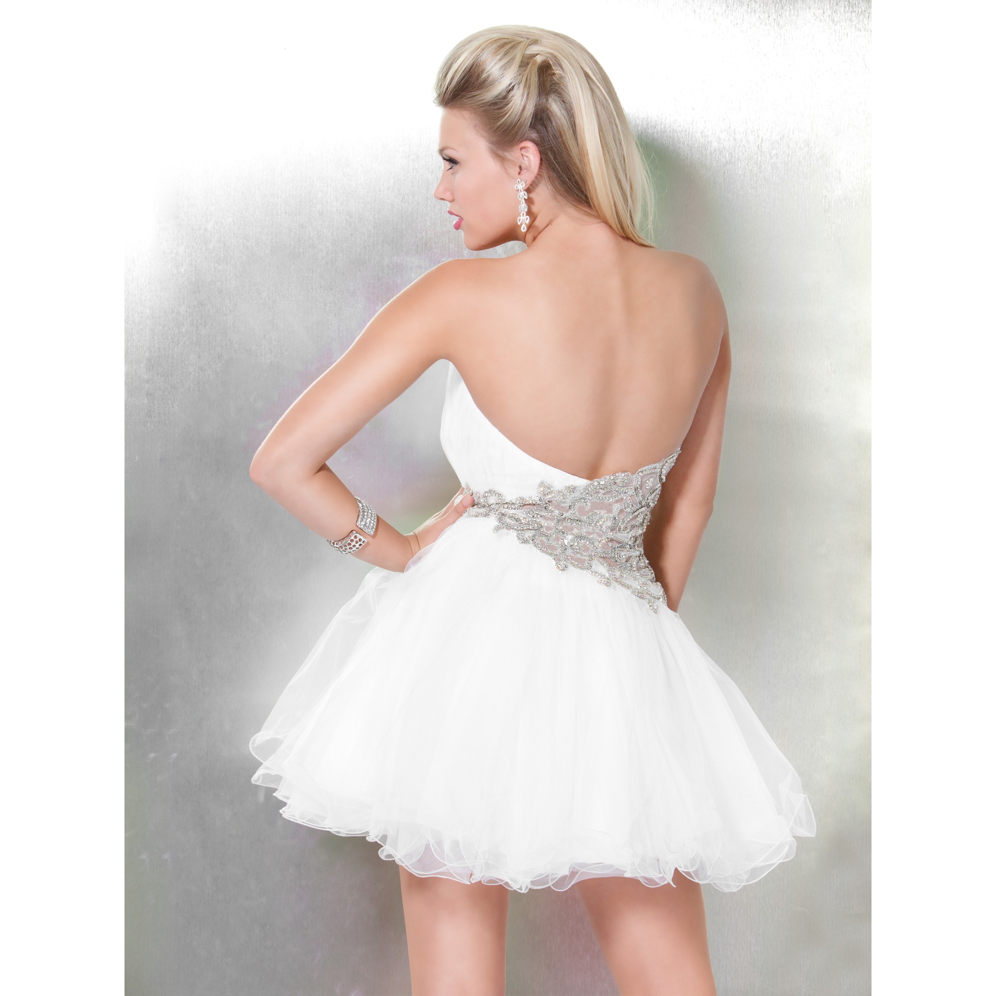 Best Selling White A Line Strapless Mini Cocktail Dresses With Beading