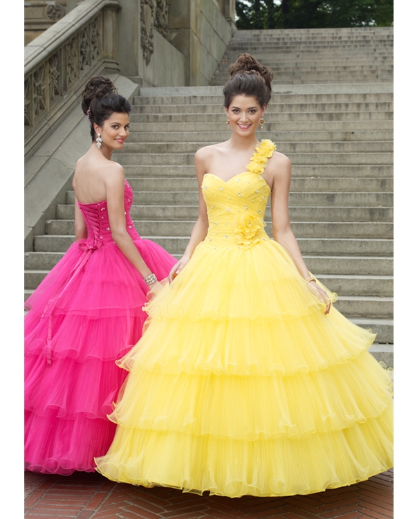 women yellow ball gown